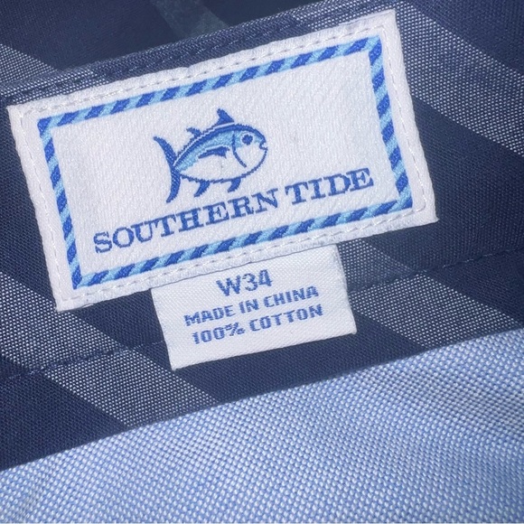 Southern Tide Men's Blue Striped Chino Shorts 100% Cotton 34x8 Mint Condition - Picture 6 of 8